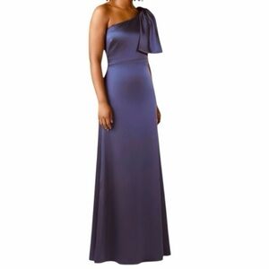 NWT SACHIN + BABI Deep Cobalt Sleeveless One Shoulder Bow Dress Gown Size 20W